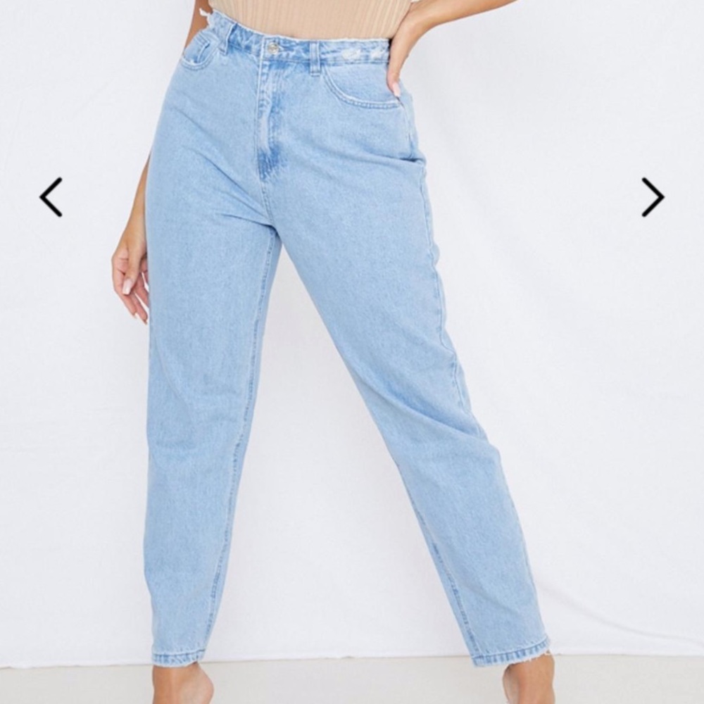 Riot Highwaisted Waistband Distressed Mom Jean
